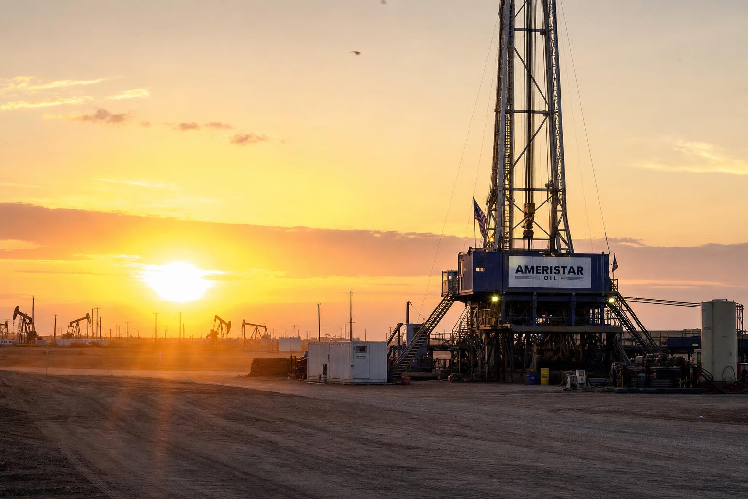Ameristar land rig at sunrise