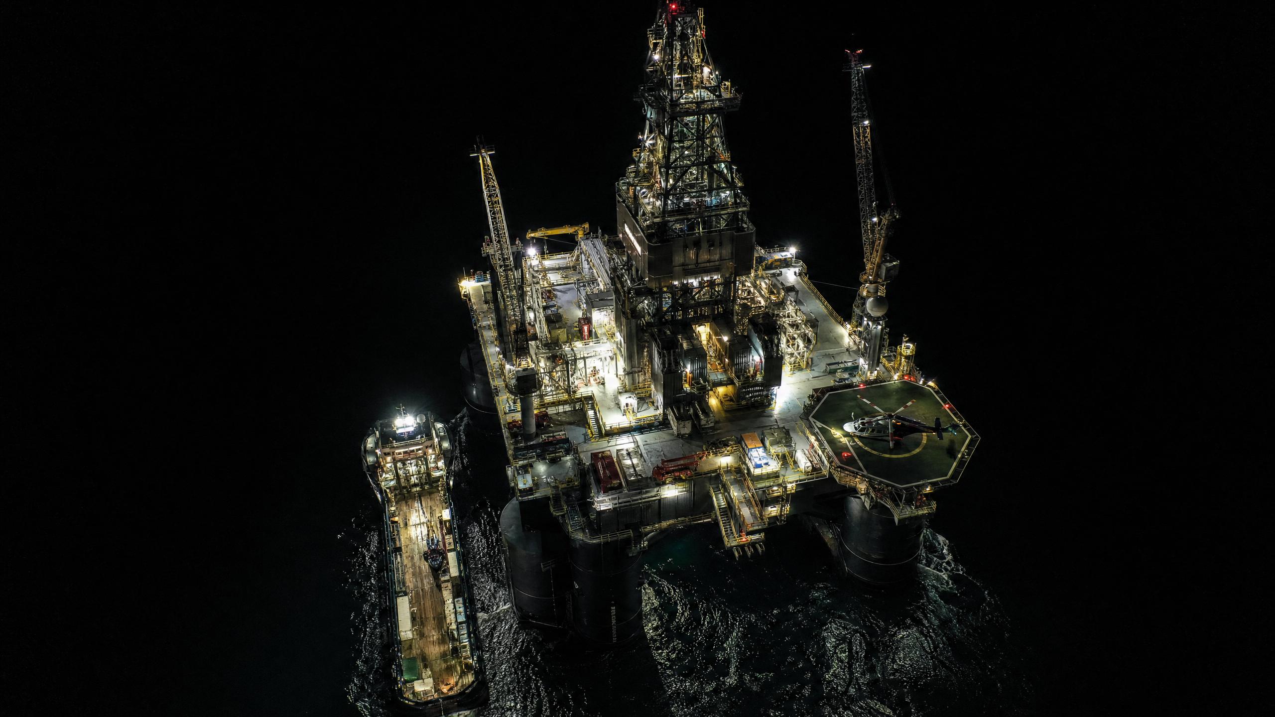 Offshore rig at night
